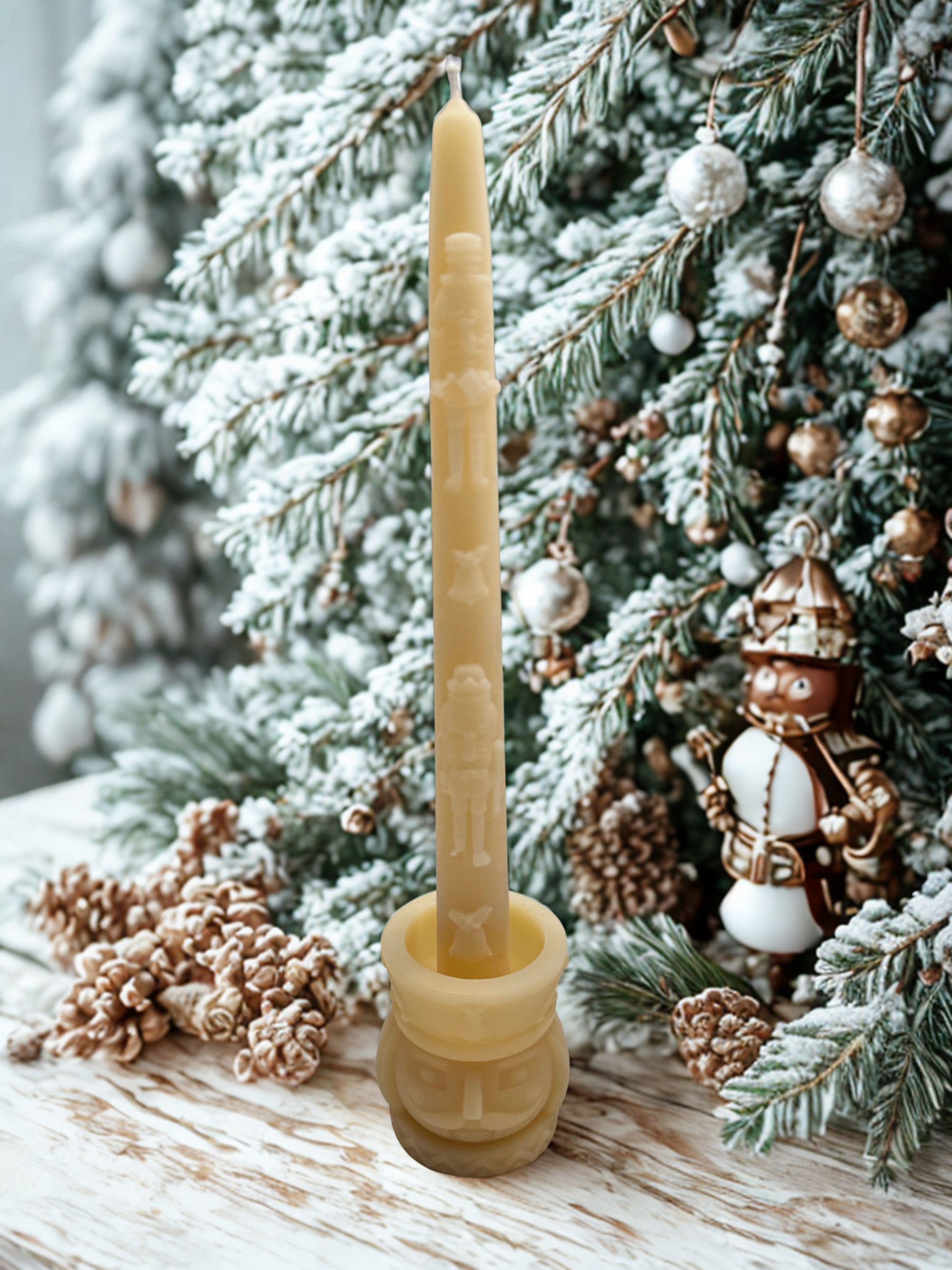 Nutcracker Christmas Taper and Holder